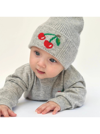 Kaschmirmütze CHERRY - Hellgrau Mélange+Mehrfarbig