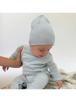 Kaschmirmütze KIM MINISTRIPE - Hellblau Mélange