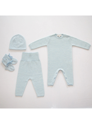 Kaschmirmütze KIM MINISTRIPE - Hellblau Mélange