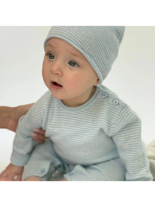 Kaschmirmütze KIM MINISTRIPE - Hellblau Mélange