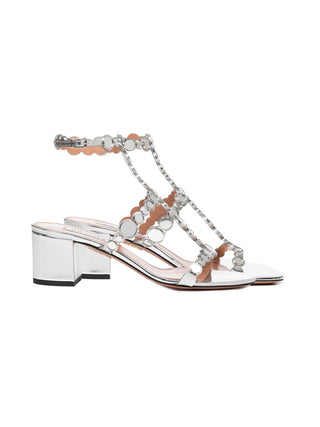 Afterglow Sandale aus Metallic-Leder 50 mm