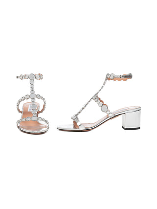 Afterglow Sandale aus Metallic-Leder 50 mm