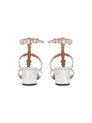 Afterglow Sandale aus Metallic-Leder 50 mm