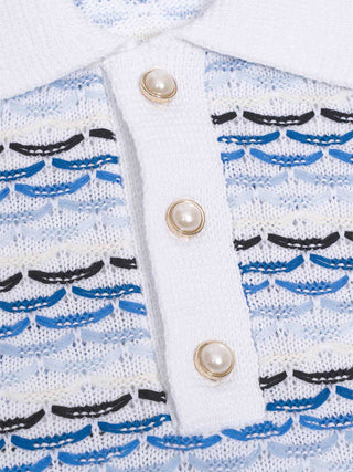 Tuck Stitch Langarm-Polo-Shirt