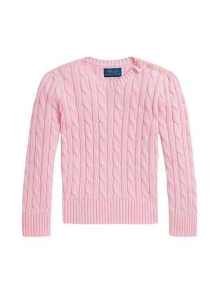 Baumwollpullover mit Zopfmuster Rosa