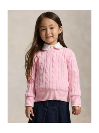 Baumwollpullover mit Zopfmuster Rosa