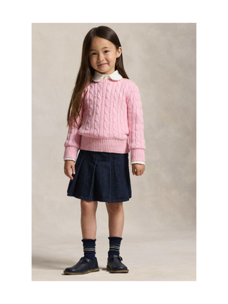 Baumwollpullover mit Zopfmuster Rosa