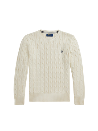 Baumwollpullover mit Zopfmuster Ecru