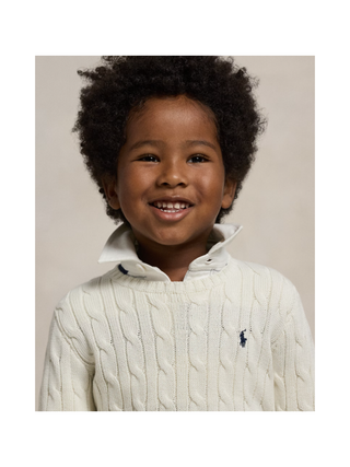 Baumwollpullover mit Zopfmuster Ecru