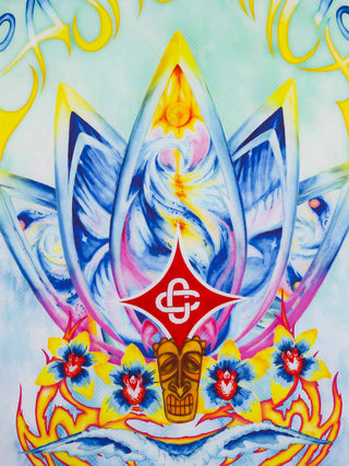 Surf Lotus Kurzarmhemd - Blau