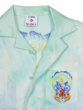 Surf Lotus Kurzarmhemd - Blau