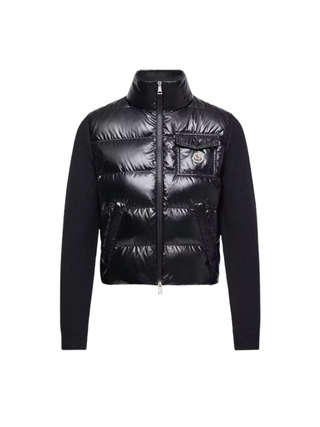 Wattierte Strickjacke aus Wolle mit Reißverschluss Navy