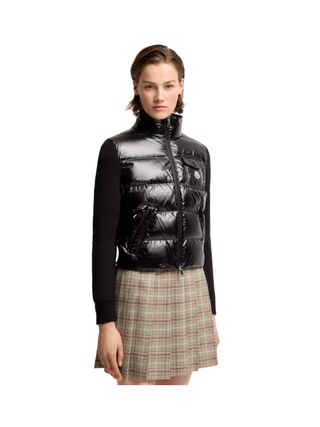 Wattierte Strickjacke aus Wolle mit Reißverschluss Navy