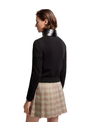 Wattierte Strickjacke aus Wolle mit Reißverschluss Navy