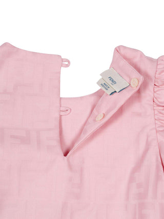 Kleid mit Puffärmeln und FF-Motiv - Rosa