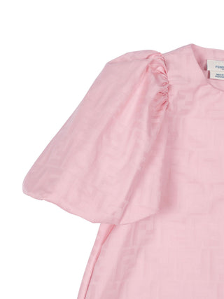Kleid mit Puffärmeln und FF-Motiv - Rosa