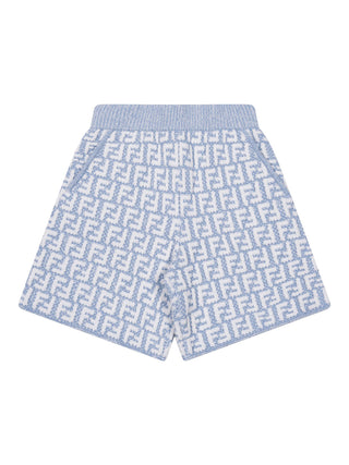 Bouclé Shorts mit FF-Logo - Hellblau