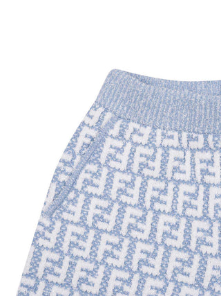 Bouclé Shorts mit FF-Logo - Hellblau