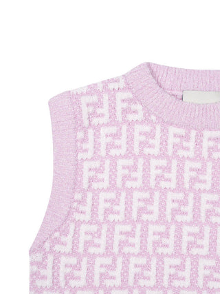 Bouclé Pullunder mit FF-Logo - Rosa
