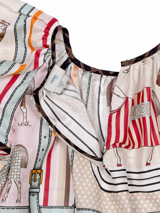 Kleid aus Baumwolle und Seide mit Pferde-Motiv - Multicolor