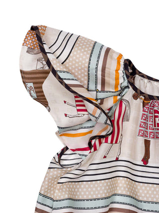 Kleid aus Baumwolle und Seide mit Pferde-Motiv - Multicolor