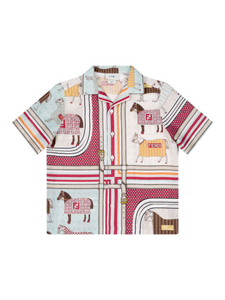 Bowlingshirt Avvy mit Pferde-Motiv – Multicolor