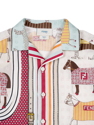 Bowlingshirt Avvy mit Pferde-Motiv – Multicolor