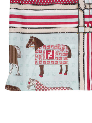 Bowlingshirt Avvy mit Pferde-Motiv – Multicolor