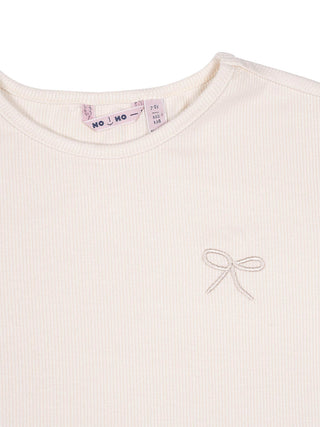 Kyoto Basic Rippstrick-Jersey-T-Shirt - Elfenbein