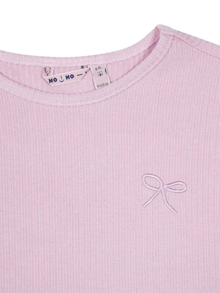 Kyoto Basic Rippstrick-Jersey-T-Shirt - Rosa