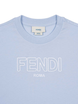 T-Shirt mit Emboss-Logo - Hellblau