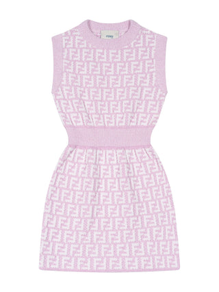 Bouclé Kleid mit FF-Logo - Rosa