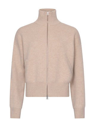 Strickjacke mit Reißverschluss n°385 in Latte