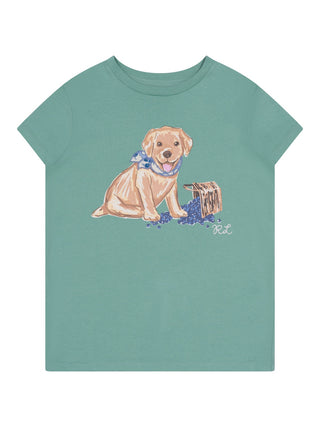 T-Shirt mit Hunde-Print - Pastellgrün