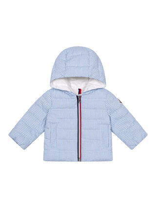 Haluk Daunenjacke aus Seersucker - Blau/Weiß