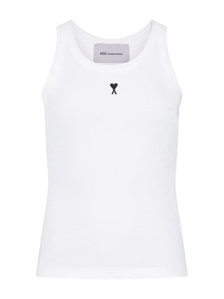 Weißes Tanktop mit Ami De Coeur Stickerei