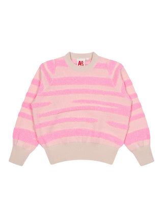 Jess Langarmshirt aus gestreiftem Frottee – Neonpink