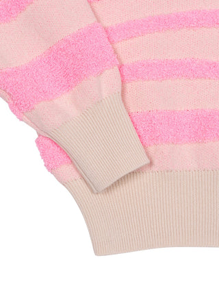 Jess Langarmshirt aus gestreiftem Frottee – Neonpink