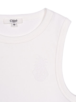 Cropped Tanktop mit Logo - Weiß