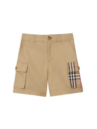 Baumwoll-Cargoshorts mit Check-Besatz