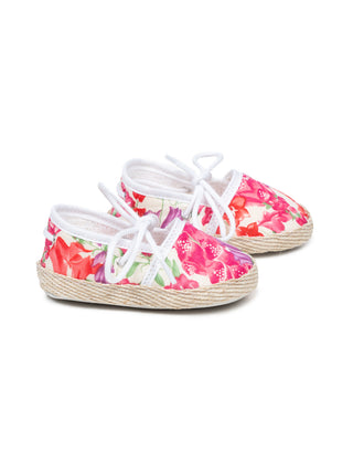 Espadrille Schuhe mit Blumenmuster - Weiß