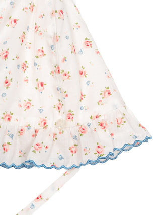 Sonnenhut mit Blütenmotiv und Muschelkante - Weiß