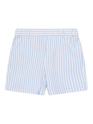 Gestreifte Shorts aus Seersucker - Blau/Weiß