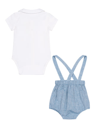 Body & Bloomer im Set - Weiß/Blau