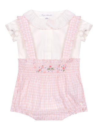 Body & Bloomer im Set mit Vichykaros und Blüten - Rosa