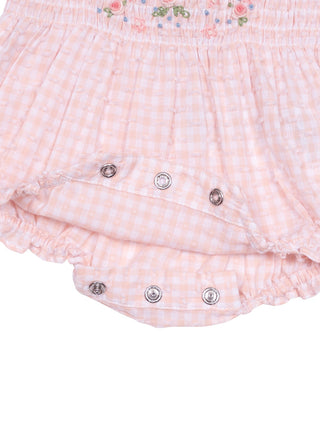 Body & Bloomer im Set mit Vichykaros und Blüten - Rosa