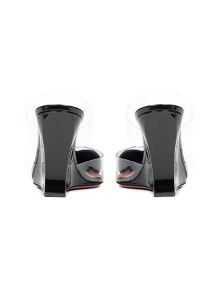 Pantoletten Le Coeur mit Keilabsatz aus Lackleder 90 mm