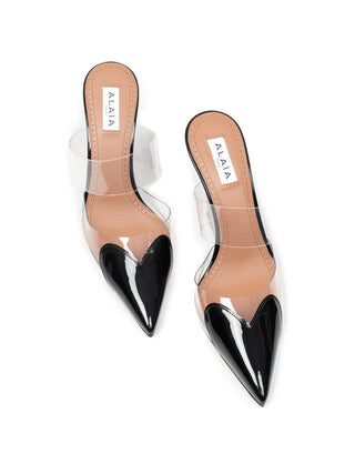 Pantoletten Le Coeur mit Keilabsatz aus Lackleder 90 mm