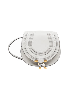 Marcie Small Saddle Bag in Light Cloud
