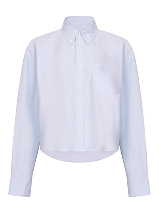 Kurzes Oversize-Hemd aus Baumwoll-Oxford mit Knopfleiste